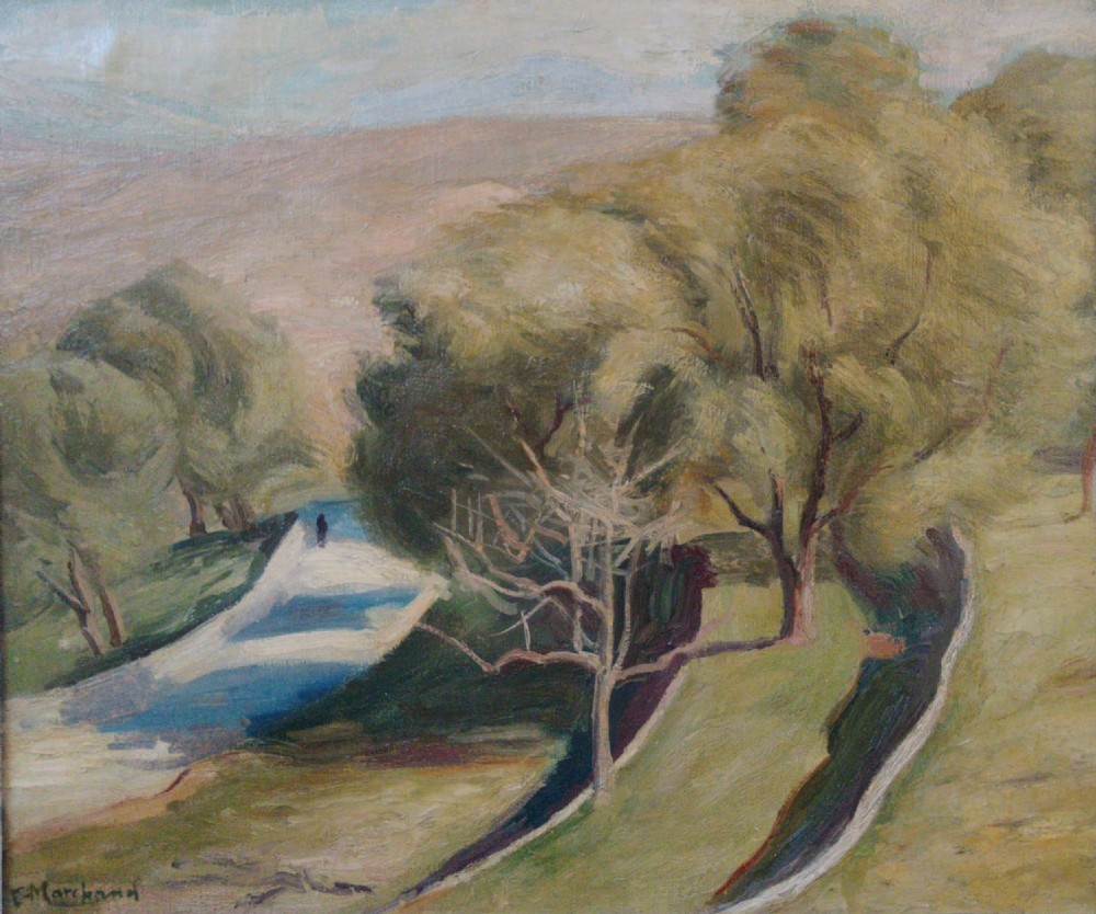 Bloomsbury group c 1930  Figure in a cubist landscape, Brittany,  Jean Hippolyte Marchand (1883–1941) View II
