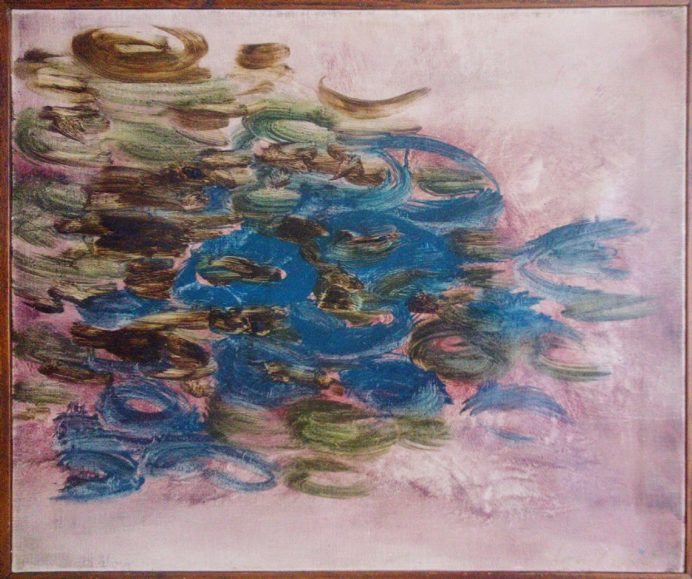 Symbols, Calligraphy, semiotic study, by Bernard Quentin, French antique abstract oil on canvas, 1959 