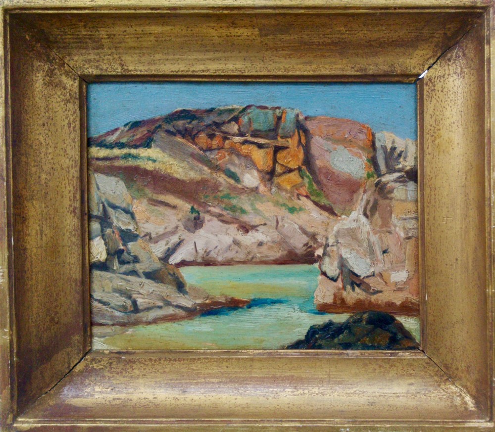 The Creek: French Cezannian cubist abstract landscape, circa 1920, oil on panel View II