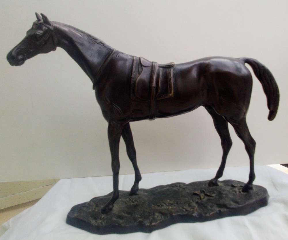 Antique equestrian bronze sculpture after John Willis-Good, thoroughbred horse, circa 1900 View IV