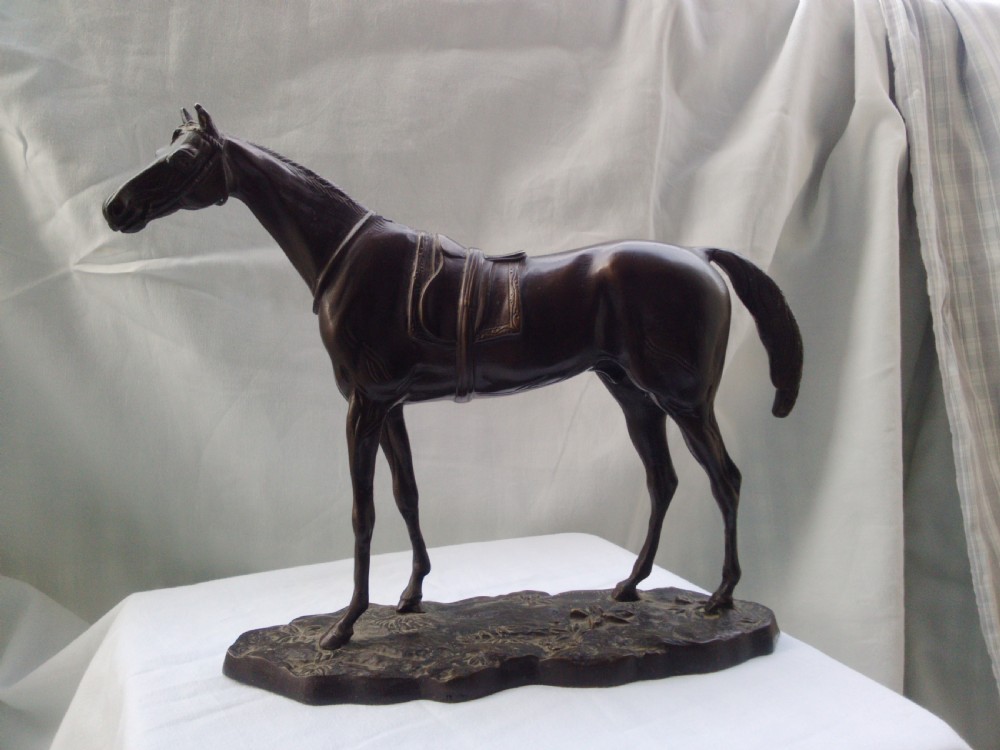 Antique equestrian bronze sculpture after John Willis-Good, thoroughbred horse, circa 1900 View XIII