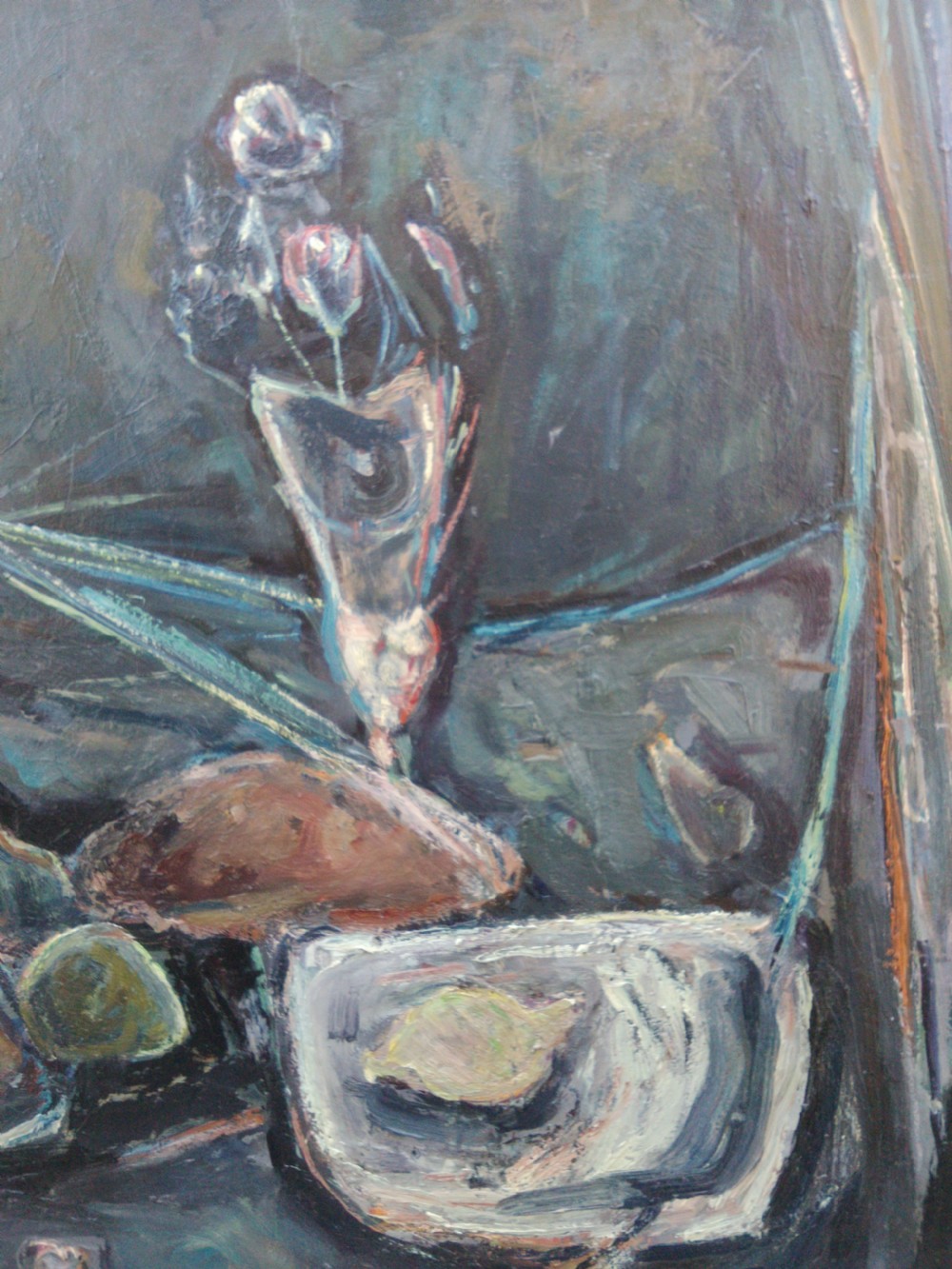 Striking modernist abstracted still life, exhibited 1950 illustrious provenance, oil on board View III