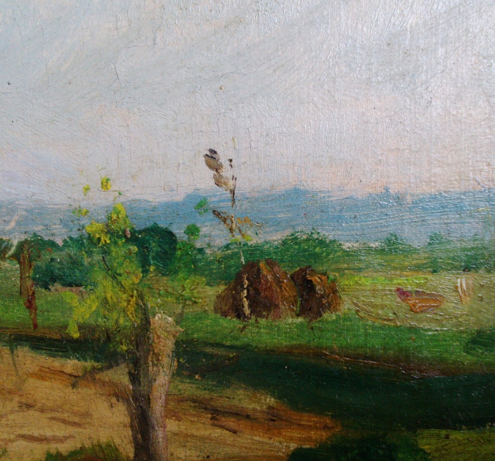 Walkers in a summer landscape, French Impressionist oil, circa 1880 View III