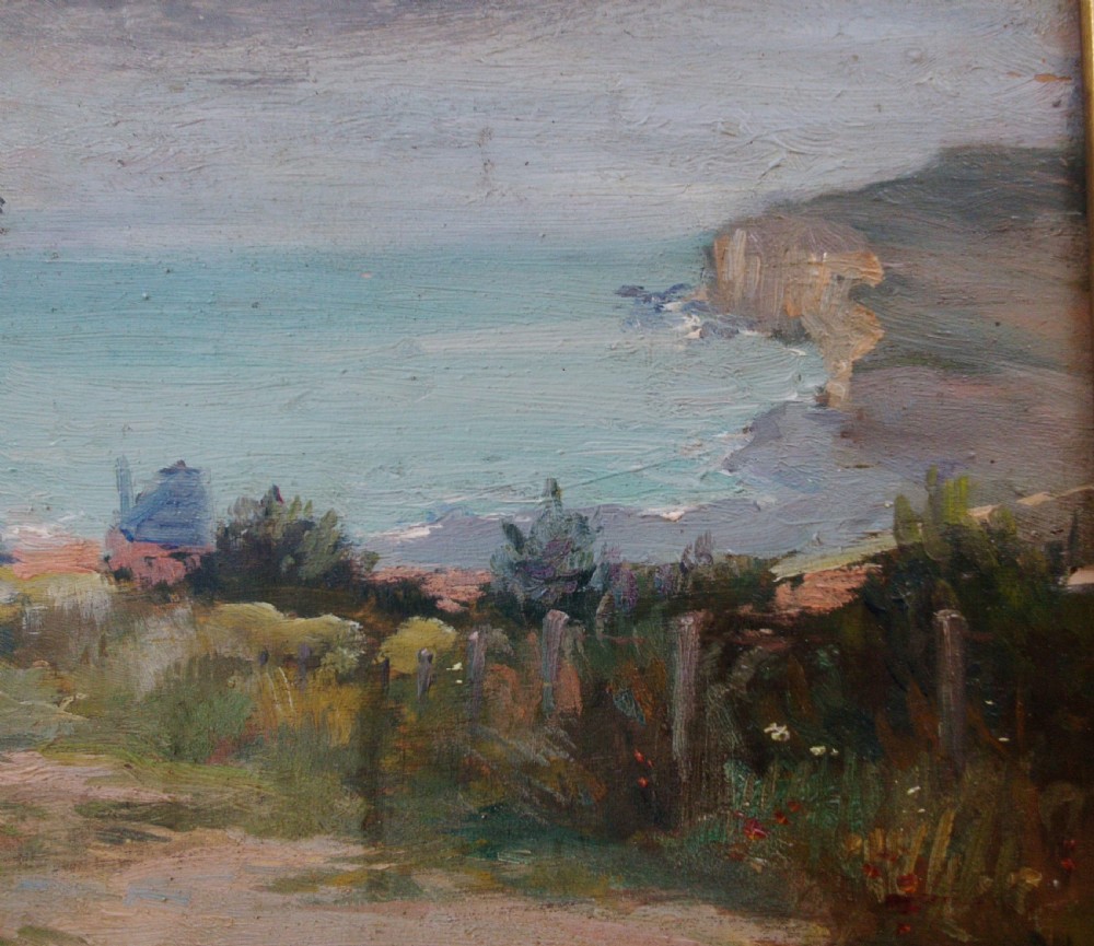 View to the Cliff, the sea, Summer 1906, Quiberville, Normandy, Impressionist Colourist oil on panel View V