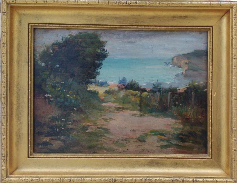 View to the Cliff, the sea, Summer 1906, Quiberville, Normandy, Impressionist Colourist oil on panel View IV