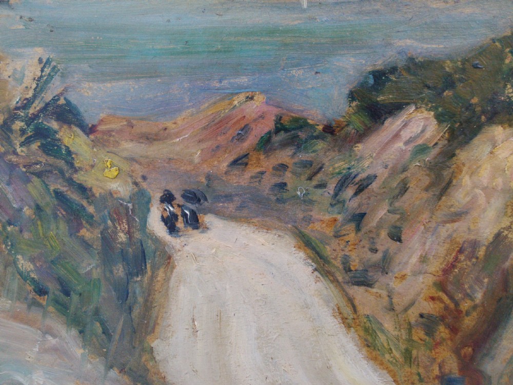 The path down the cliff, the sea, Brittany , 1904 intimist abstracted oil on panel View III
