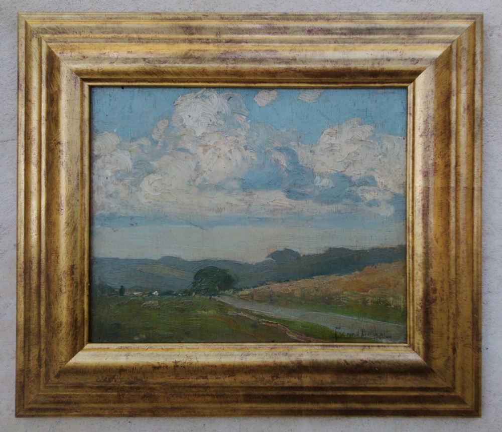 Cloud Study, Bordelais, 1920 antique French oil by Bordeaux artist Fernand Ballet View III