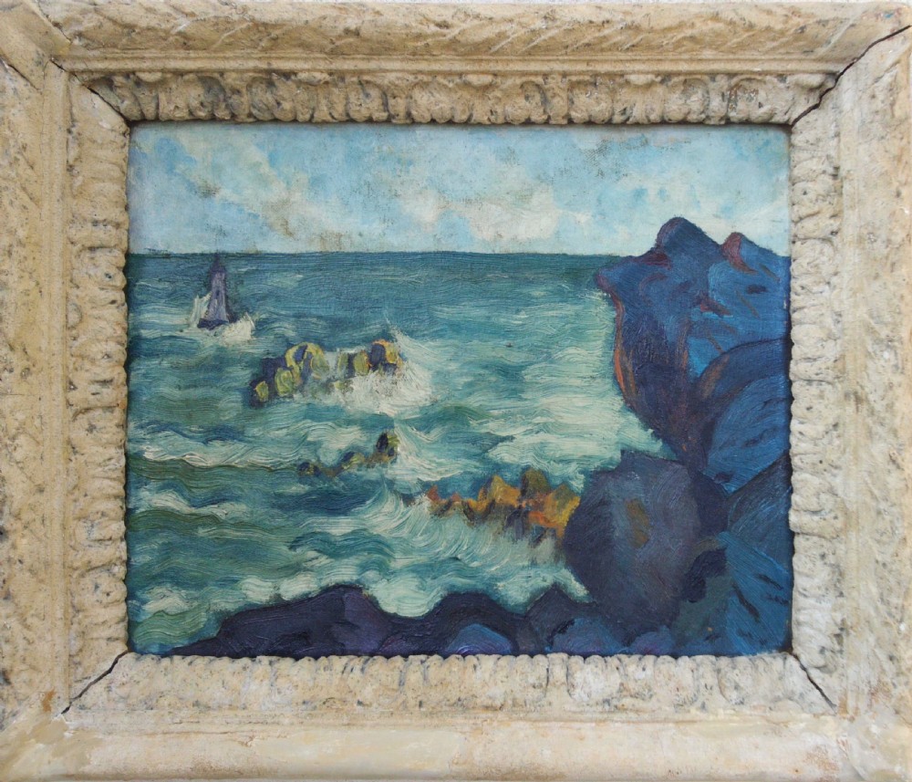 The little lighthouse in the waves, ca 1910 abstracted modernist marine landscape oil on canvas View VII