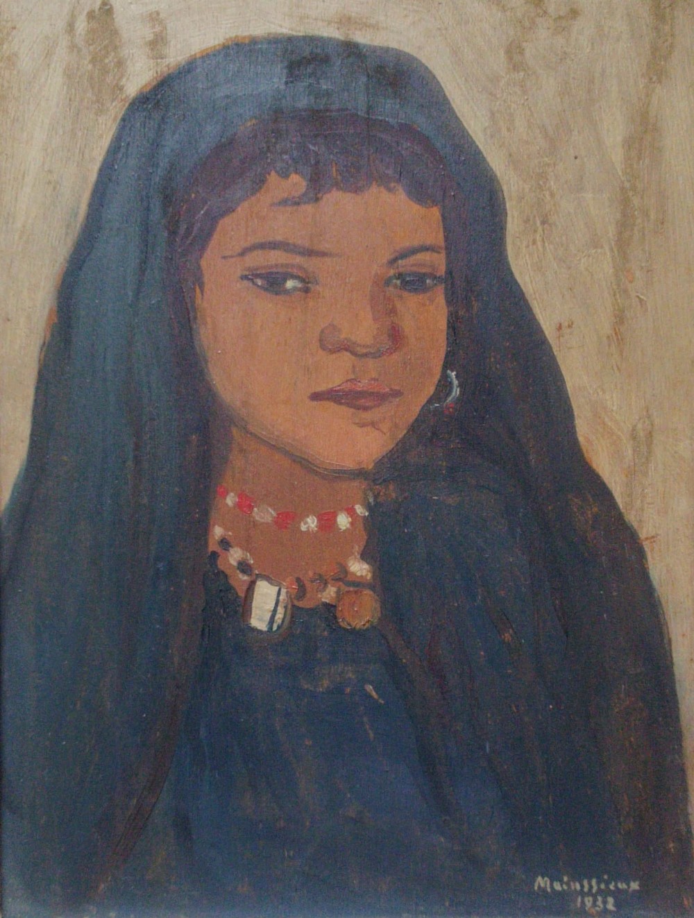 The Moroccan Girl 1932, Matissian fauve orientalist French antique oil on panel