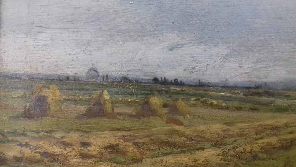 Cloud study, wide landscape, French 19th Century plein air master Henri Dutzschold oil on panel View III
