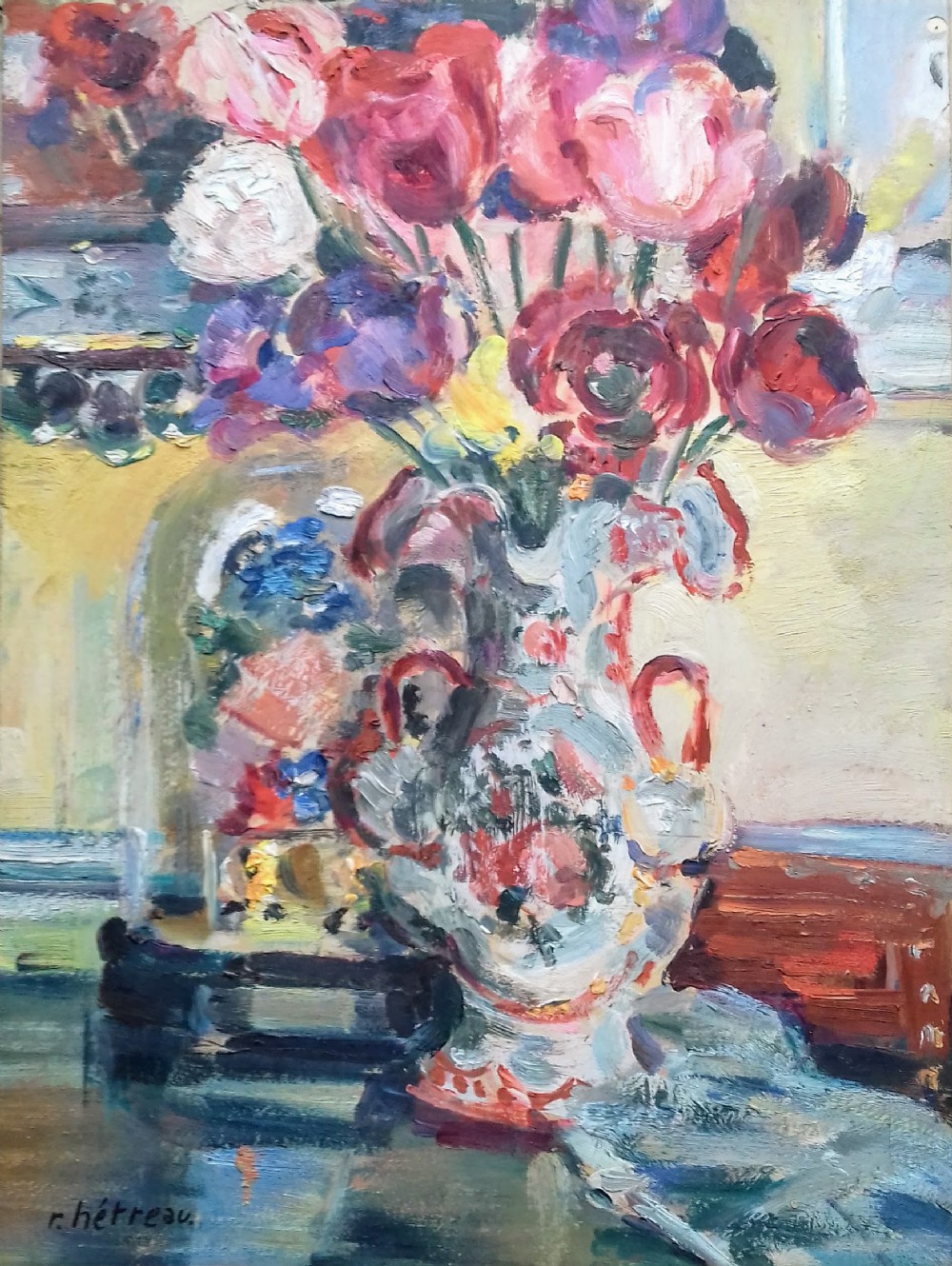 Flowers, An Enchanted World, Floral Still Life by French Rémy Hétreau ca. 1935 oil on board