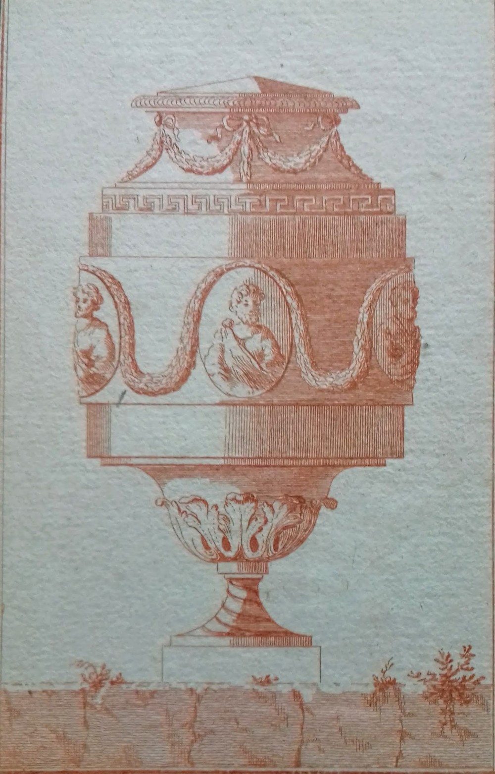 The Medici Vase, antique 18th century miniature print, beautifully framed 