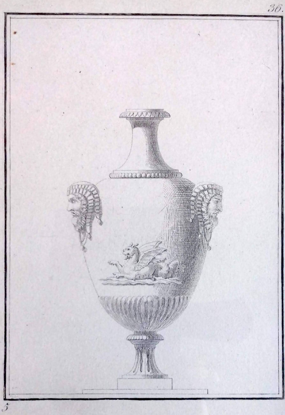 The Medici Vase, antique early 19th Century Empire period engraving