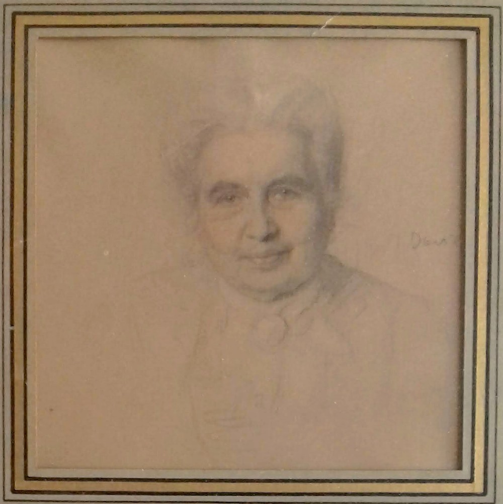 A lady of quality, antique French miniature portrait drawing circa 1850-60