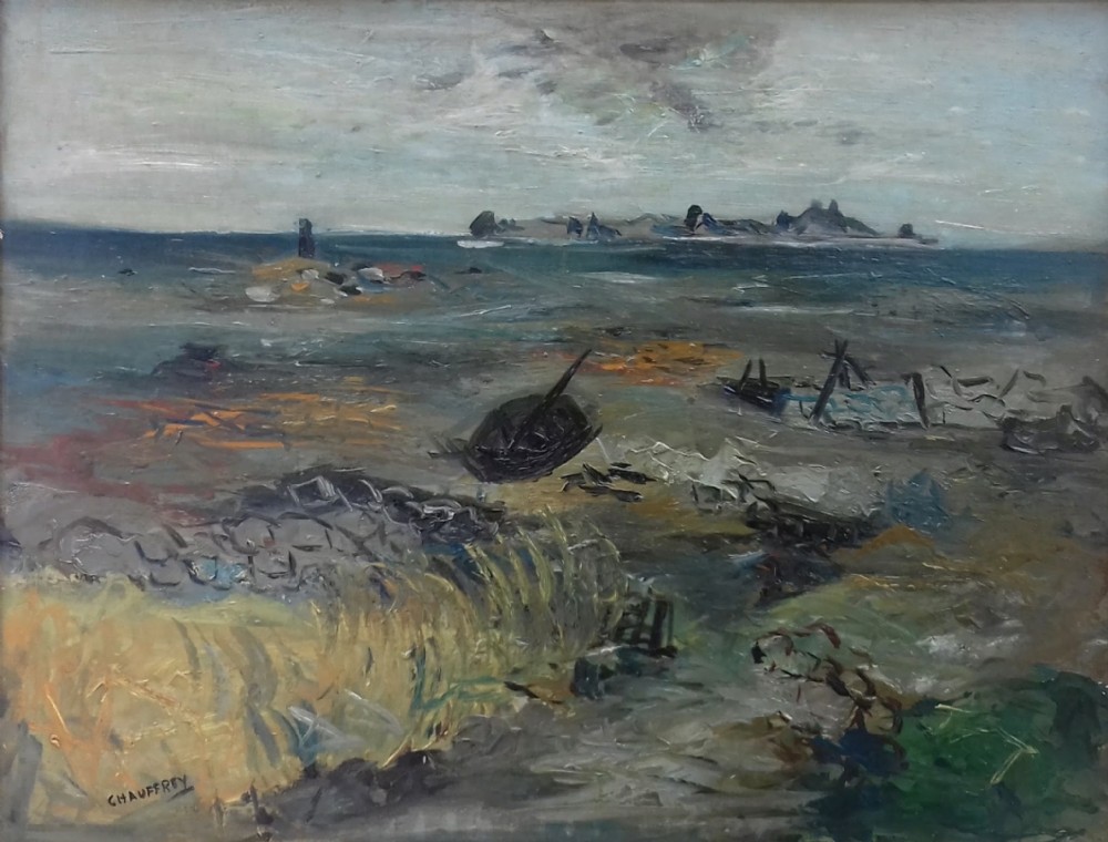 Low tide: expressionist modernist seascape ca 1948, Brittany