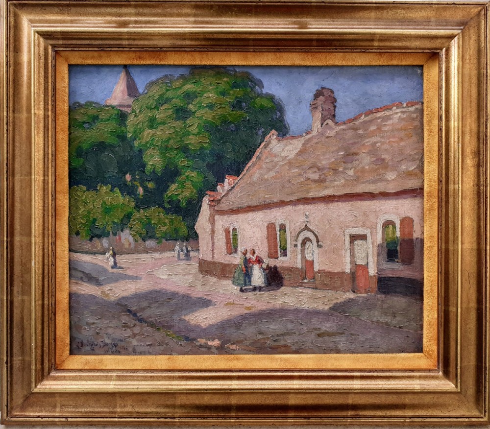 Village life, country scene 1915, nabis colourist French post impressionist oil on canvas View II
