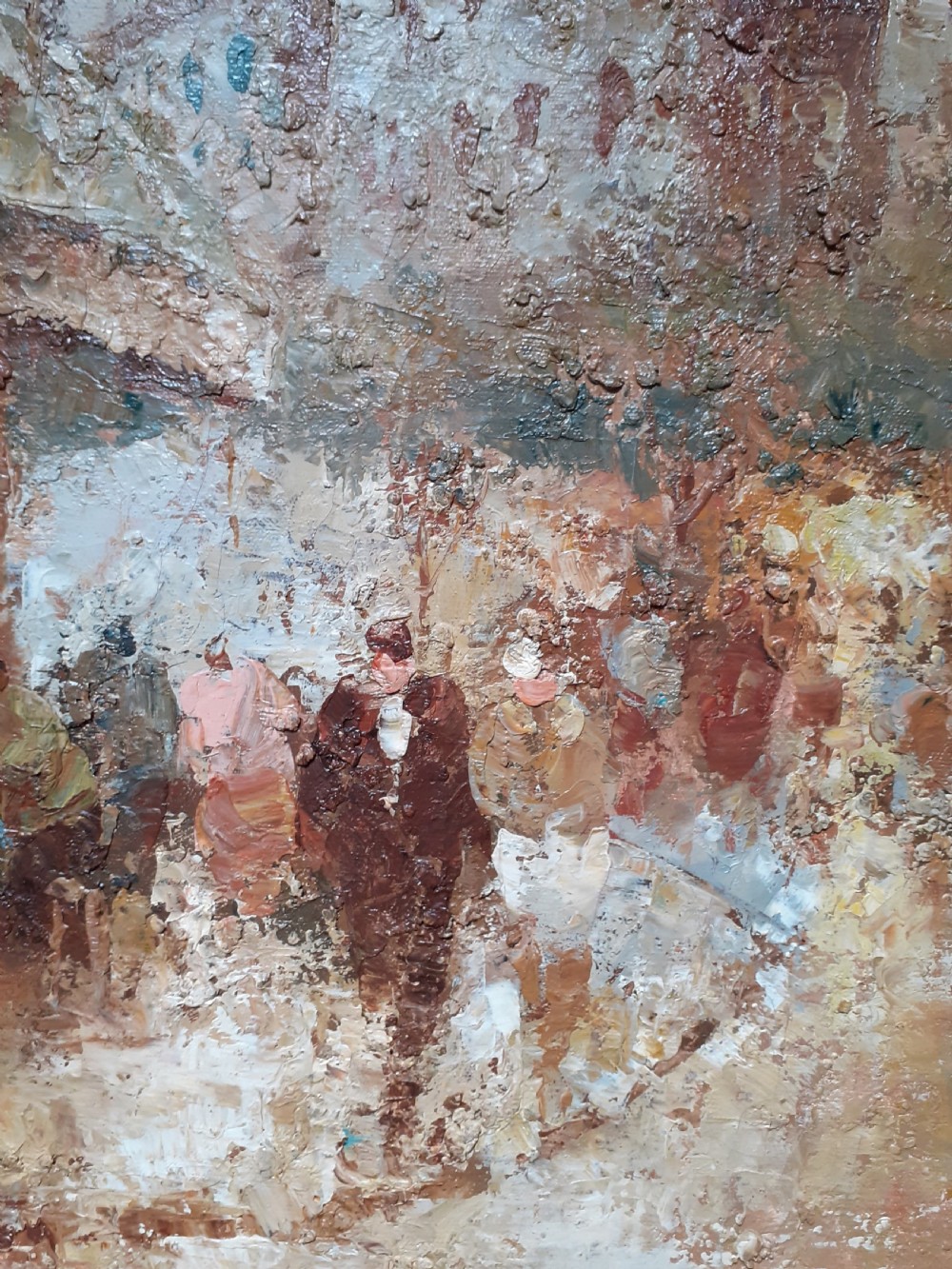 Cafe Society, bustling city Street scene Paris France impressionist oil on canvas  View V