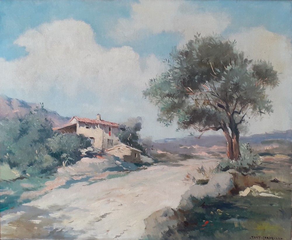 Olive tree, hillside farm, Provence, the French Riviera hinterlands near Nice, the South of France oil on canvas