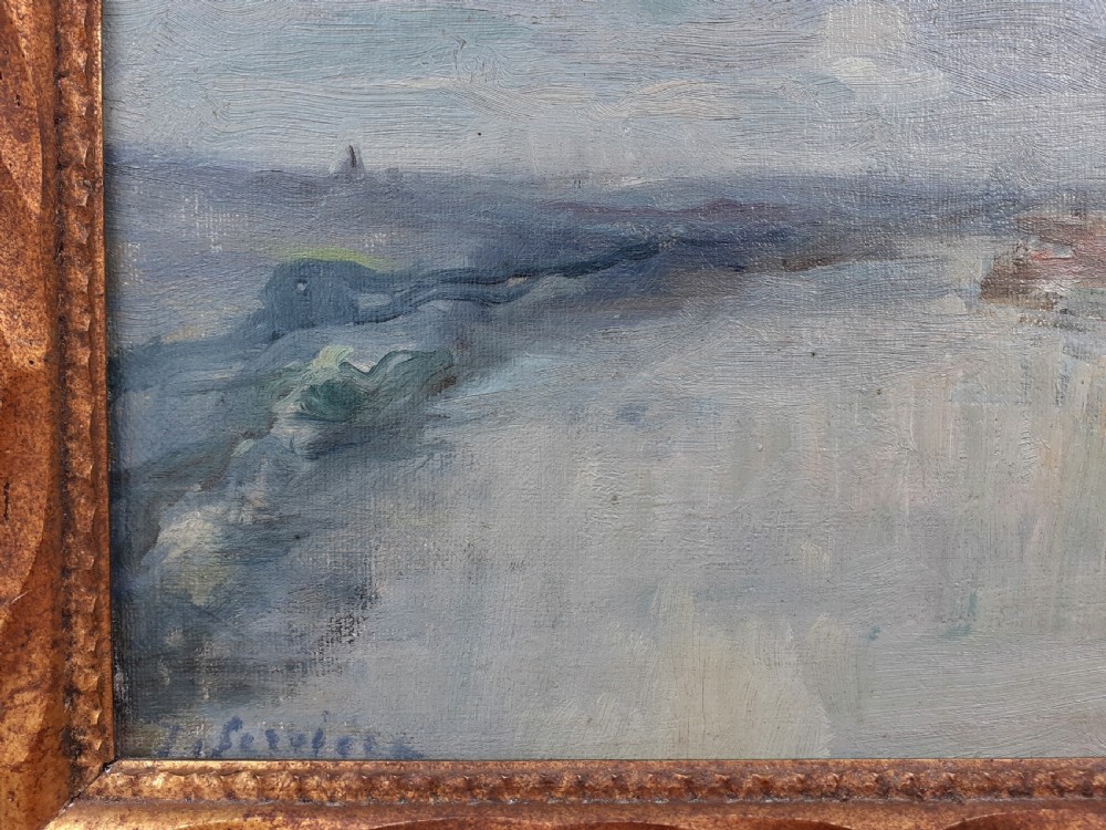 Cloud study, weather on the river, Normandy, the Seine at Lavacourt French impressionist landscape oil on canvas View II