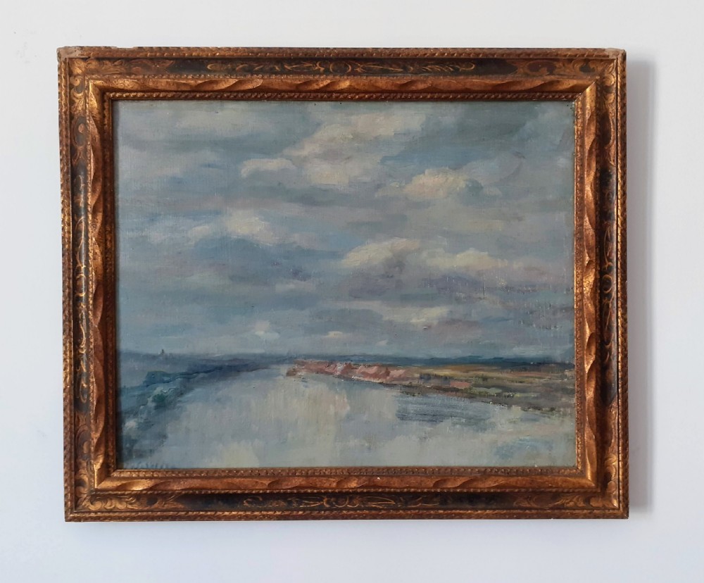 Cloud study, weather on the river, Normandy, the Seine at Lavacourt French impressionist landscape oil on canvas View III
