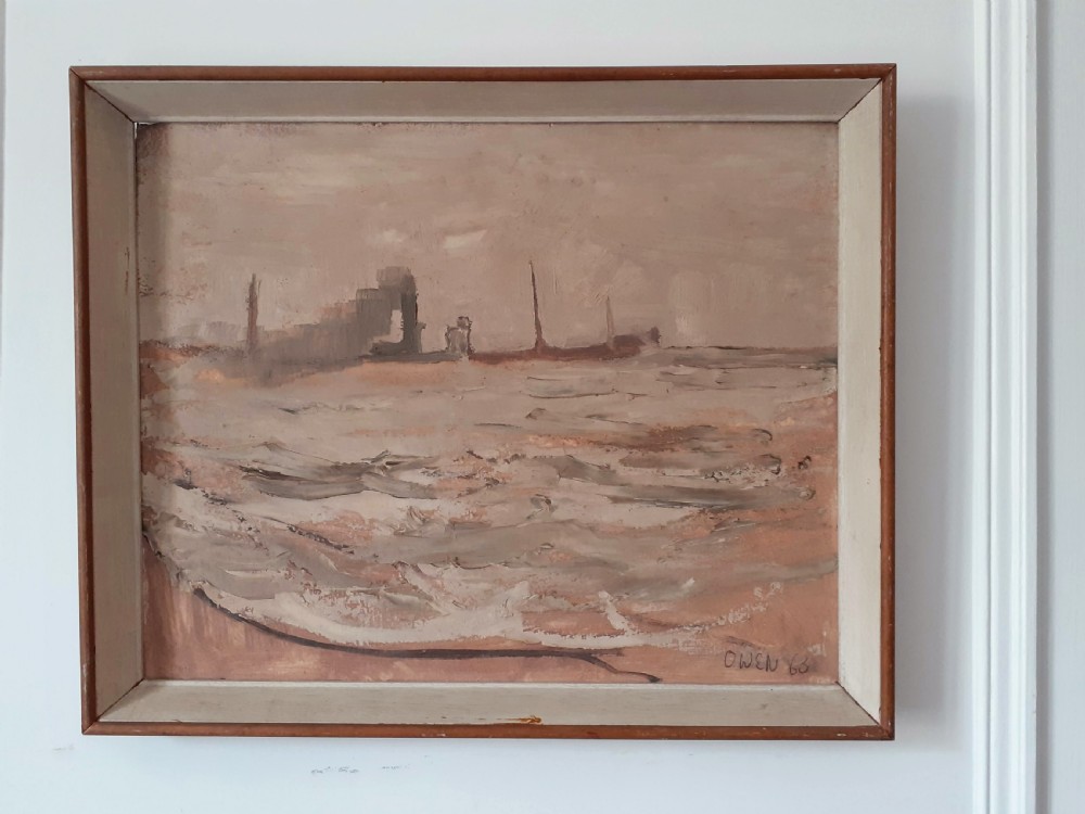 Down to earth:  the soil. gardening scene and marine landscape double sided mystery modernist painting View III
