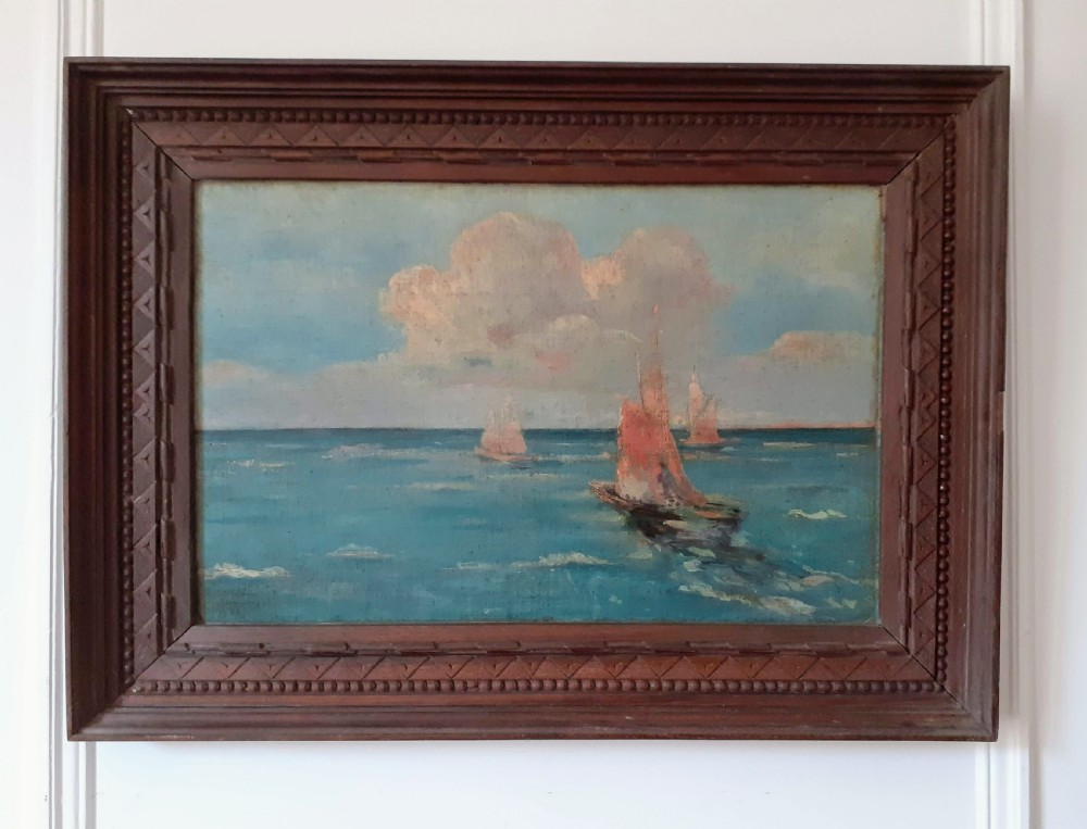 Sunny climes, sail boats near Venice, the Adriatic sea mediterranean antique marine painting View II
