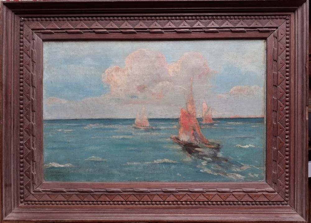 Sunny climes, sail boats near Venice, the Adriatic sea mediterranean antique marine painting View III