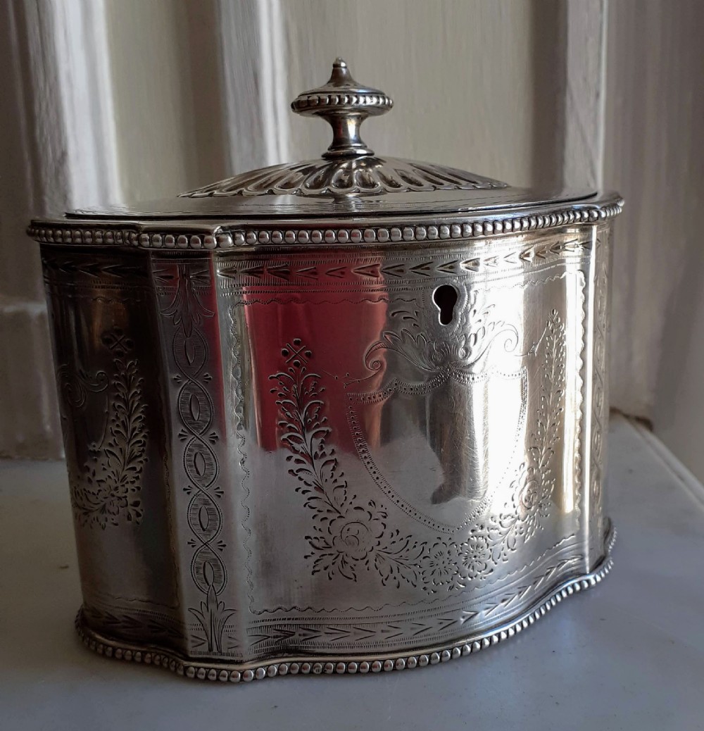 Antique Victorian sterling silver tea caddy, by Joseph Angell II the Younger, 1866