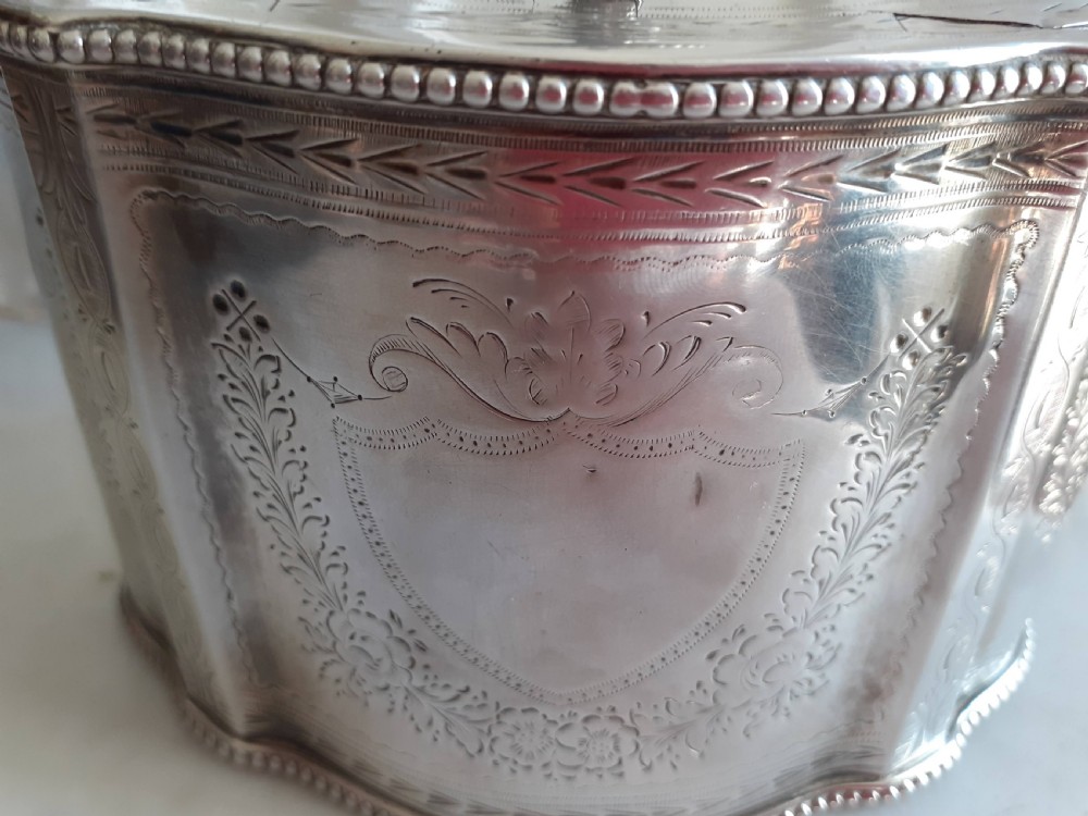 Antique Victorian sterling silver tea caddy, by Joseph Angell II the Younger, 1866 View VII