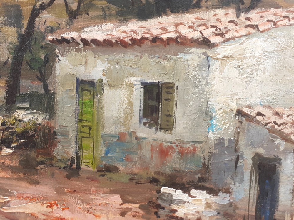 Provence, farmhouse among olive trees French Riviera mediterranean landscape oil on canvas, the South of France View IV