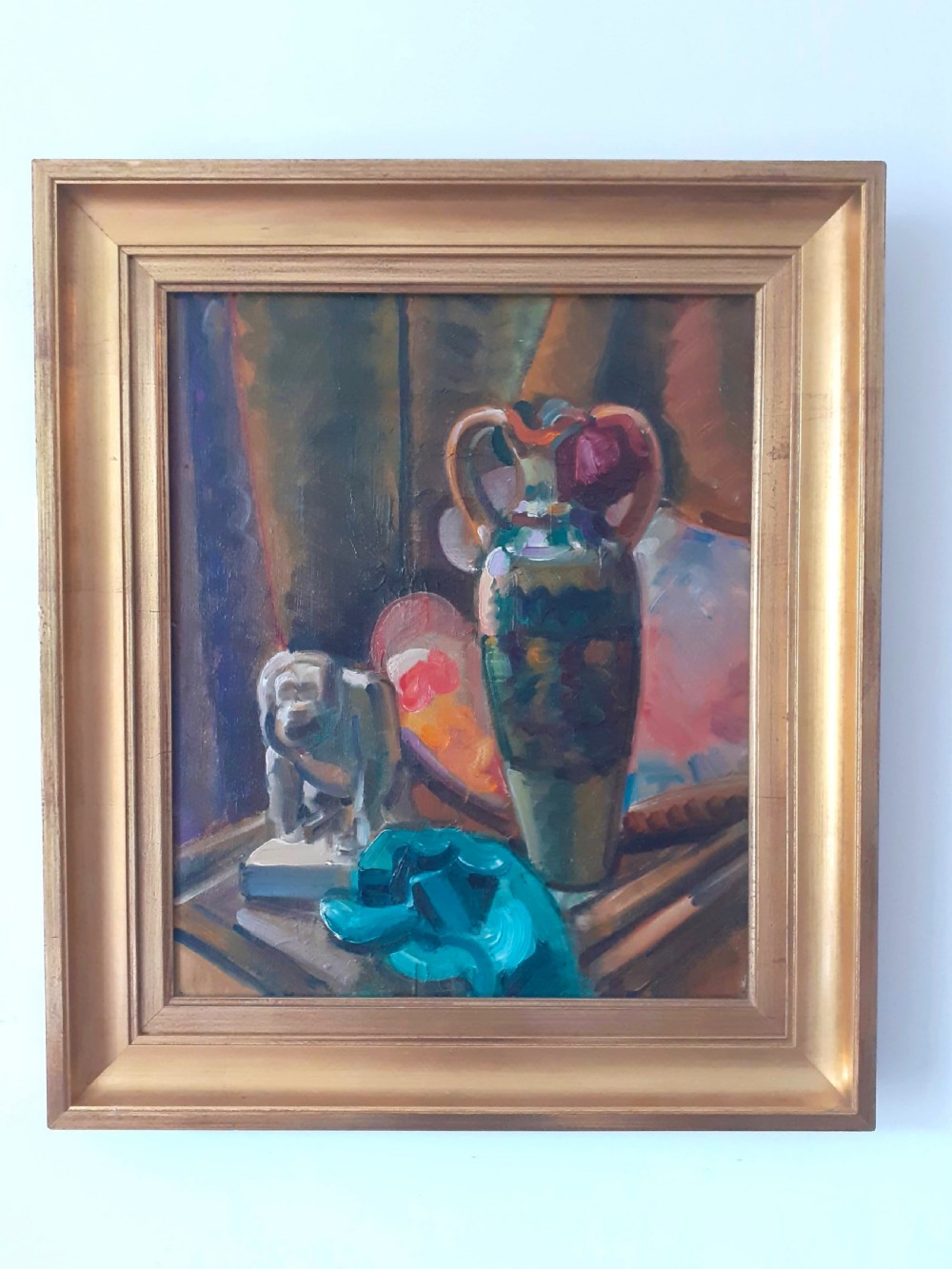 Amphora and artist's palette: French fauve still life in jewel colours oil on canvas View III
