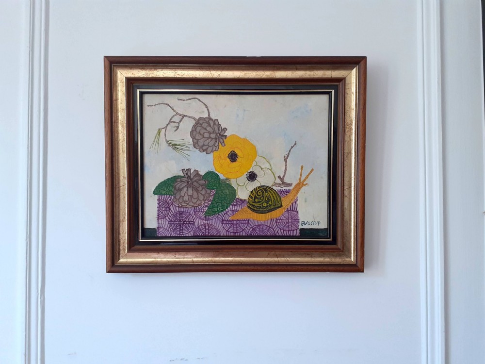 The snobbish snail: a bright colourful modernist and whimsical oil on canvas by Australian Frederic Arthur Jessup View III