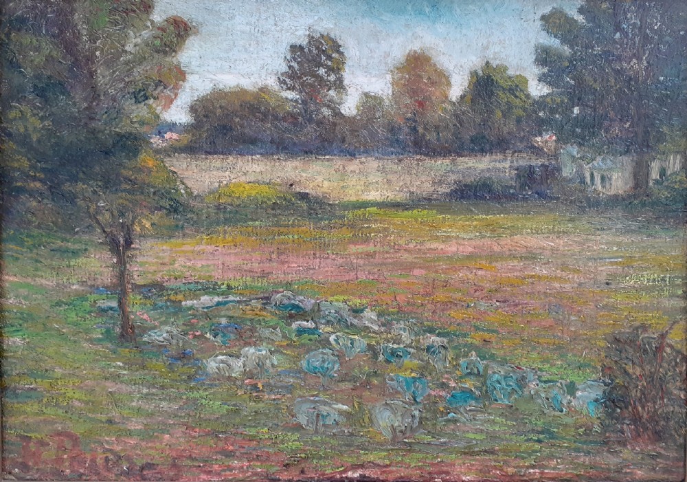 The Lettuce Patch: French impressionist pointillist garden scene, Normandy, circa 1900, oil on canvas.
