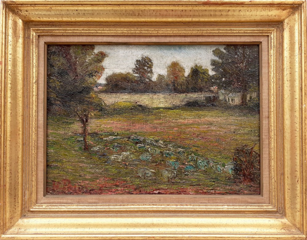 The Lettuce Patch: French impressionist pointillist garden scene, Normandy, circa 1900, oil on canvas. View II