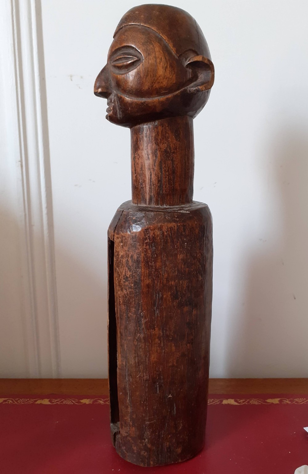Antique tribal African Art  Yaka Suku figural wooden diviner's drum, Congo  View V
