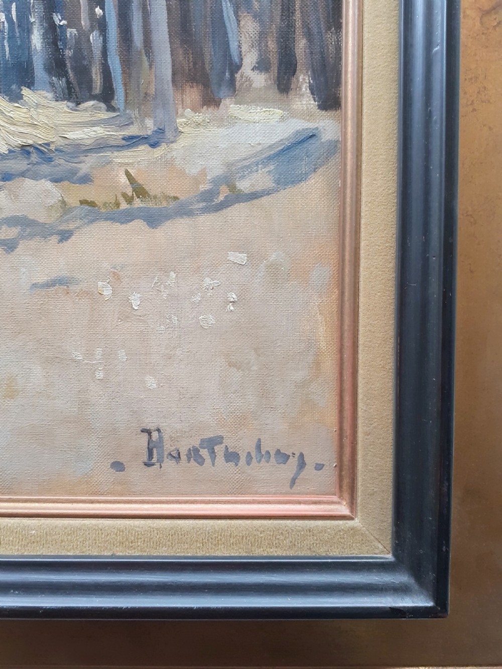 Light flooded river landscape, vast sky French antique oil on canvas View III