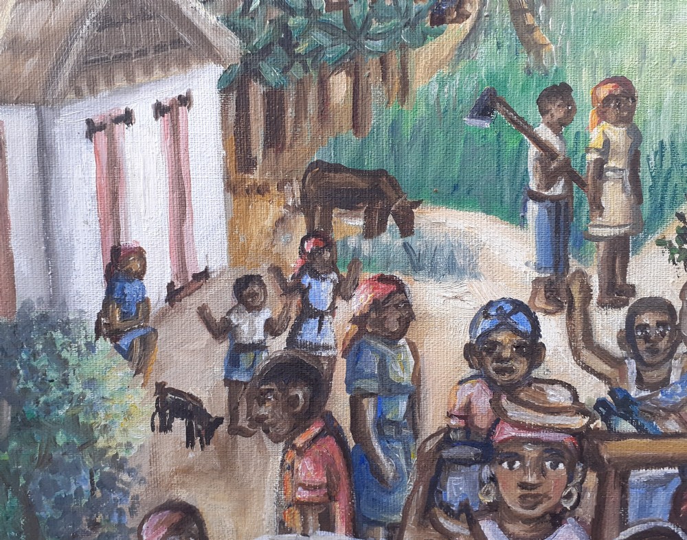 Music! Large important colourful Voodou Easter Celebration by Haitian Master Wilson Bigaud  oil on canvas View VI