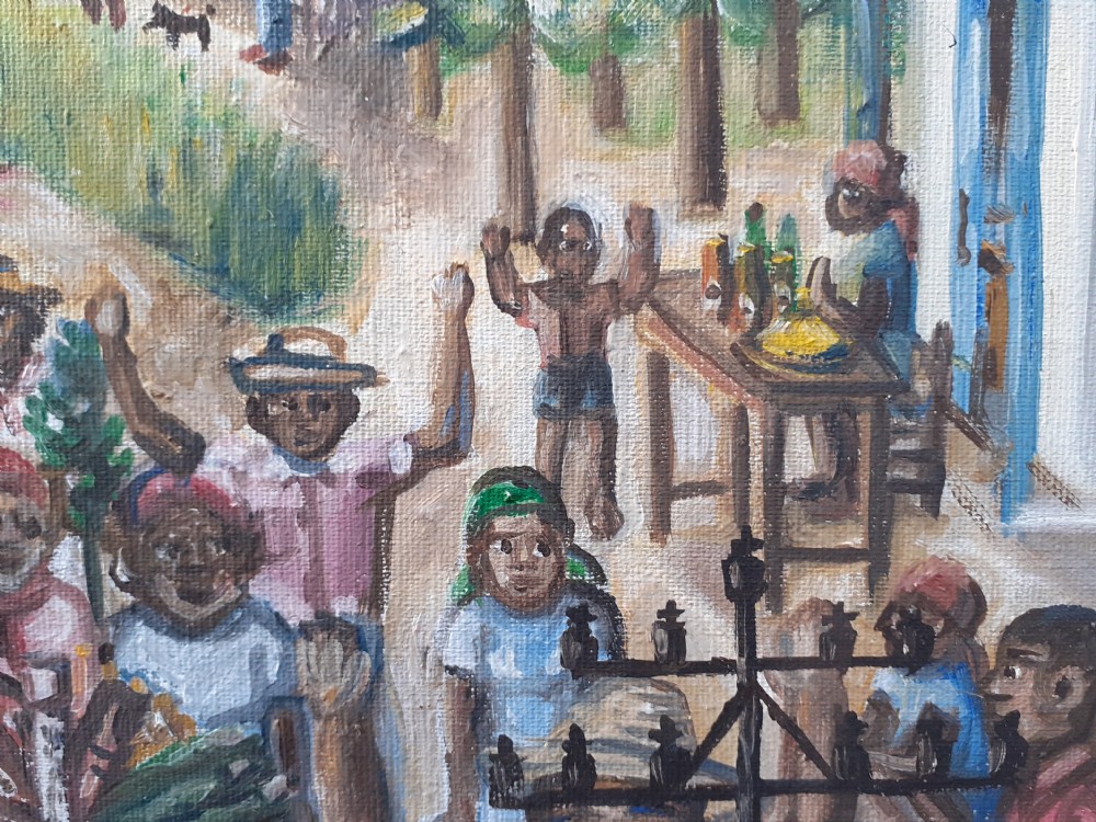 Music! Large important colourful Voodou Easter Celebration by Haitian Master Wilson Bigaud  oil on canvas View VII