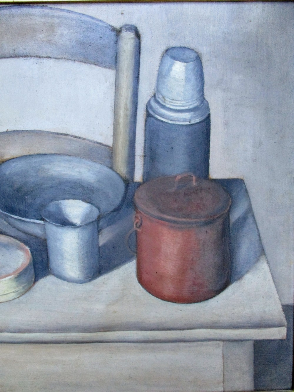 Wartime still life, 1945: humble things, bread and cheese, French masterpiece by a mysterious artist oil on canvas View IV