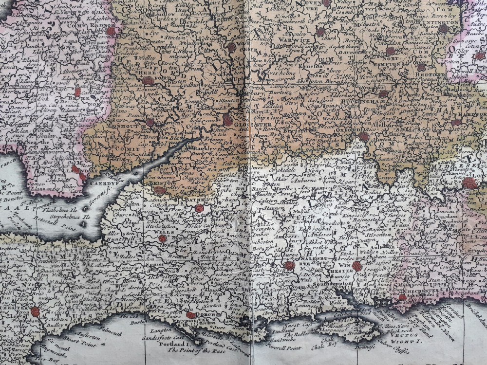 Rare 1724 hand coloured map of England and Wales with engravings of English Kings dating from 1649  View VI