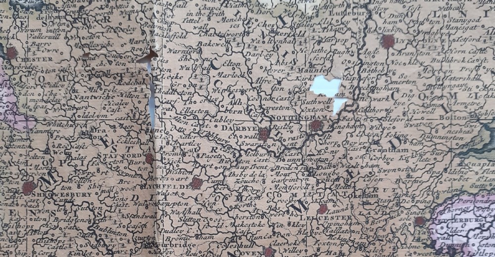 Rare 1724 hand coloured map of England and Wales with engravings of English Kings dating from 1649  View VIII