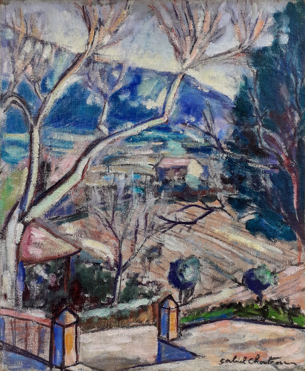 Winter in Provence: elegant cubist abstracted landscape, circa 1930 the South of France View III
