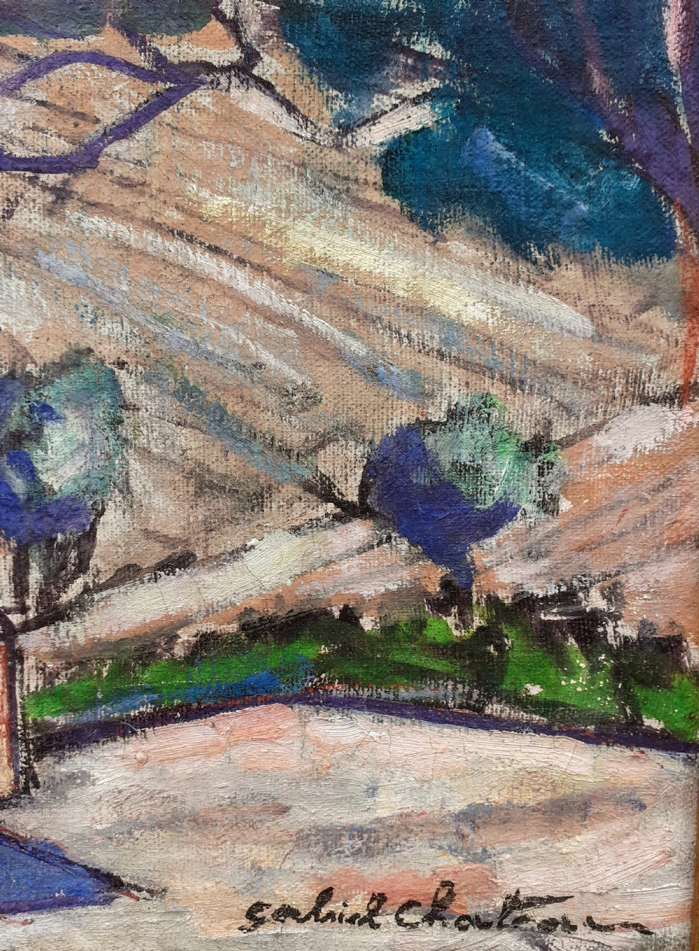 Winter in Provence: elegant cubist abstracted landscape, circa 1930 the South of France View IV