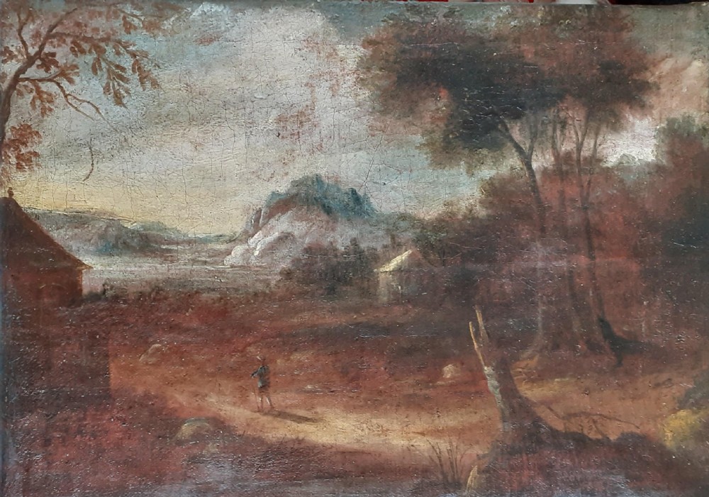 Lone walker in a mysterious landscape oil master style circa 1820 oil on canvas View V