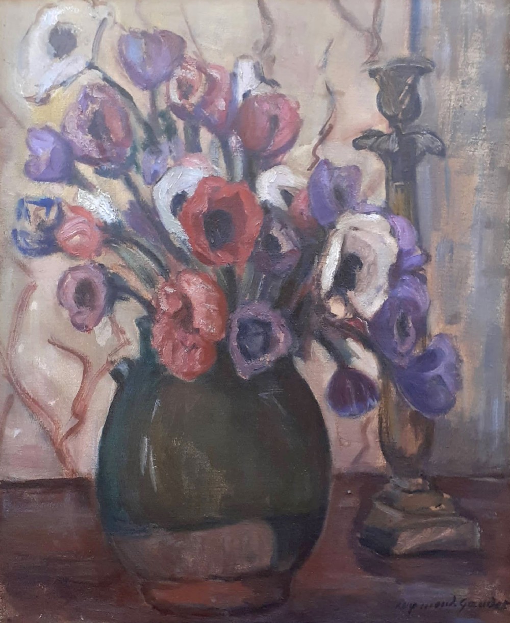 Anemones - floral still life by Matisse's student Gaudet, circa 1920 flowers French oil on canvas