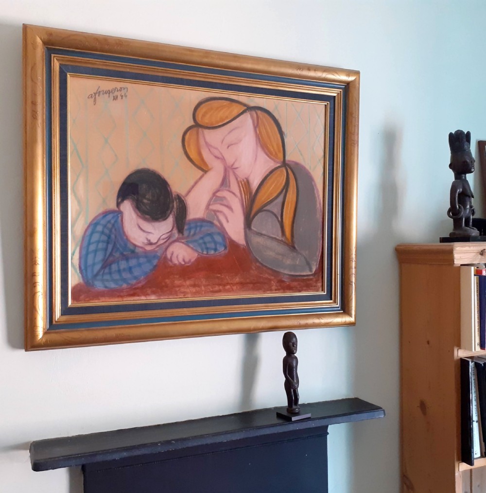 Masterpiece: cubist pop art precursor Tate Gallery artist Fougeron modernist family scene,  wartime 1944 pastel painting  View V