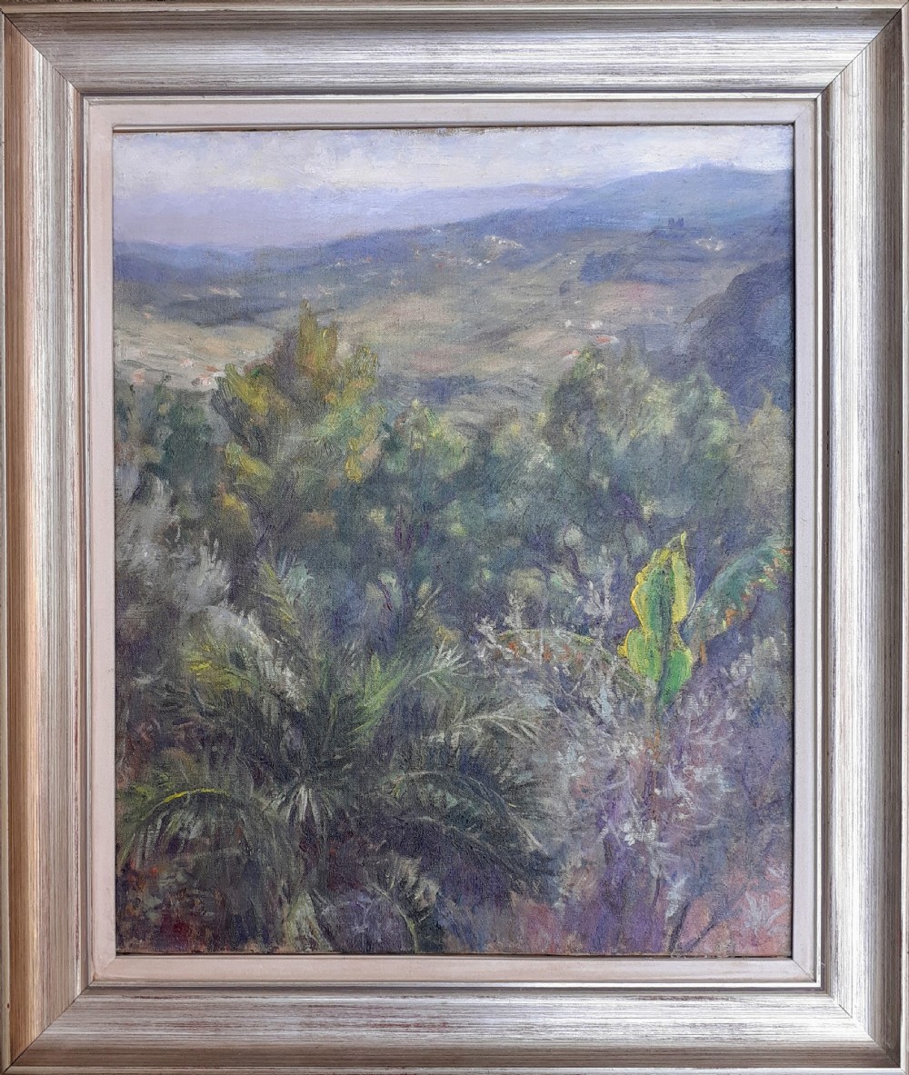 Mediterranean landscape, view over the valley, circa 1940  French oil on canvas View II
