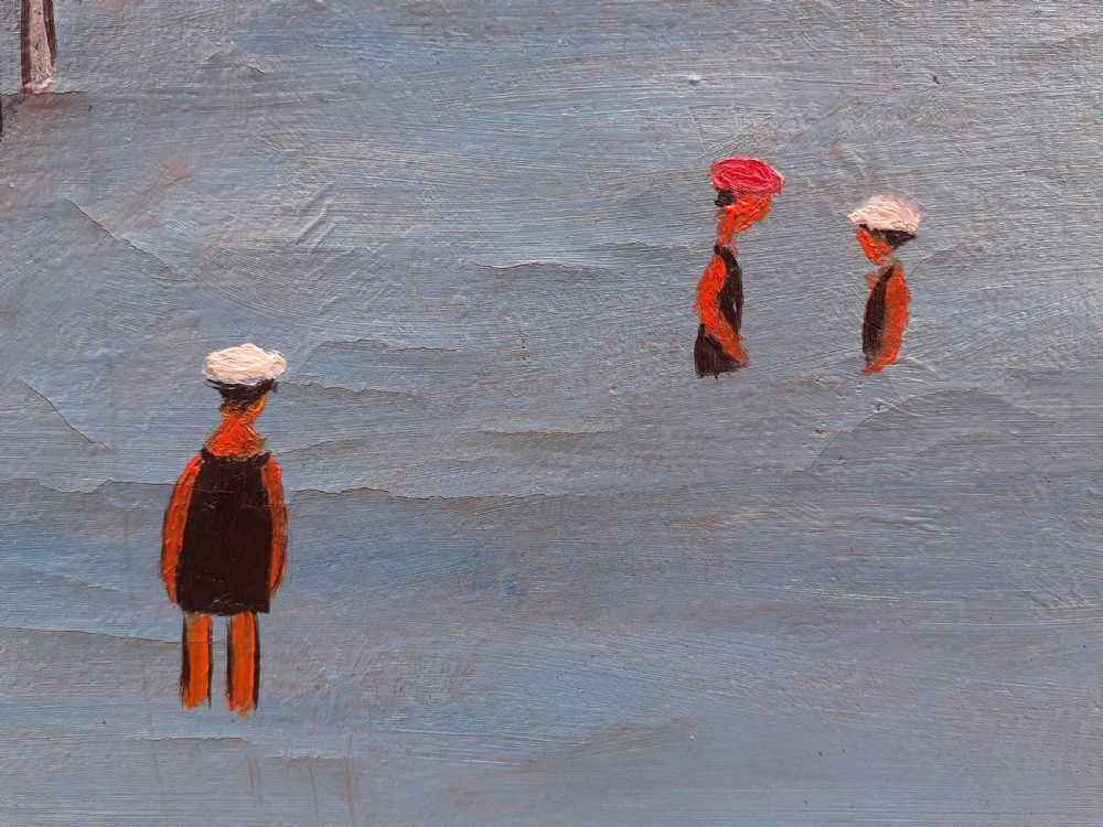 Me on the Pier by the sea, 192Os surrealist British Canadian outsider St Ives Cornwall artist by the French seaside oil on canvas  View IX