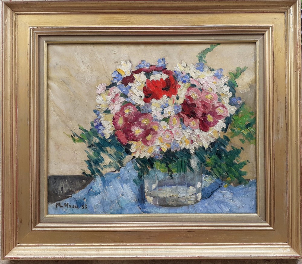 Spring Flowers: fresh French floral still life oil on canvas woman artist Nessi Valtat View III