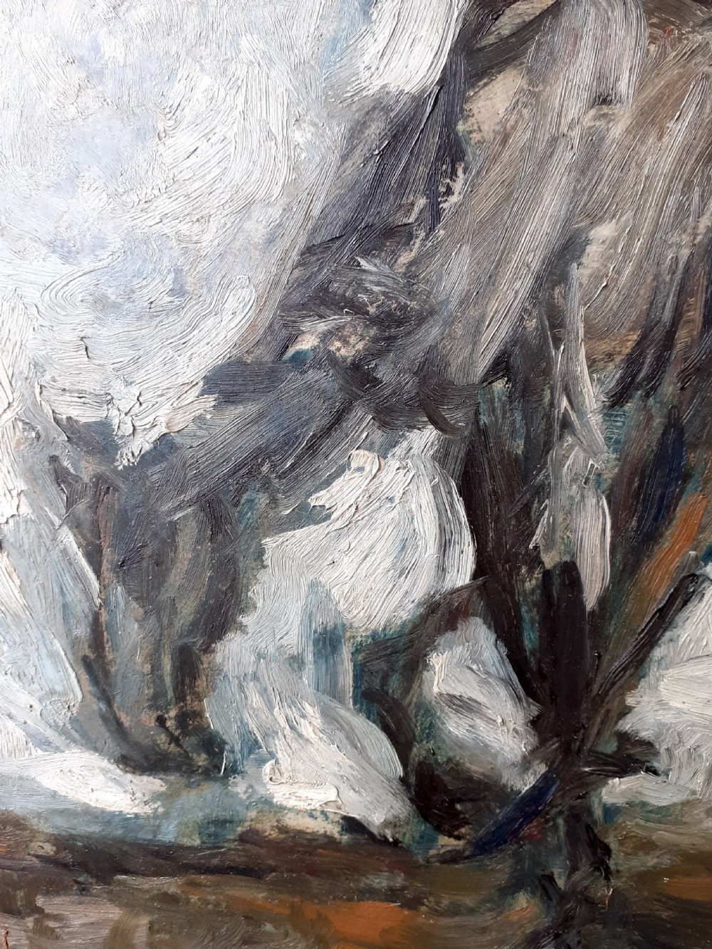 Riding out the Storm: the Quixotic rider, expressive French modernist oil on board View V